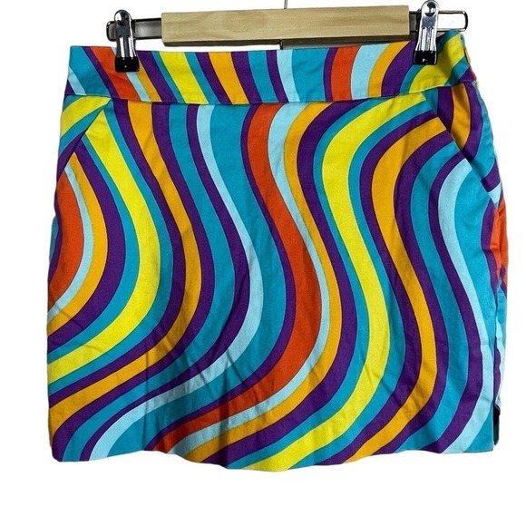 Loudmouth Ladies Skorts Size 6 Golf Skirt Torrey Lines Stripe Orange Teal Purple - Picture 1 of 6